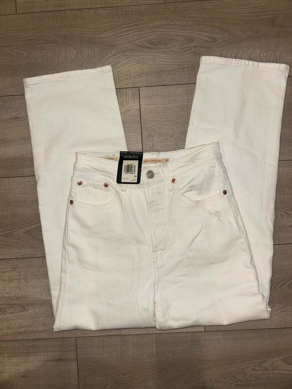 Levi's Ribcage Straight Ankle Size 25 White Denim Jeans